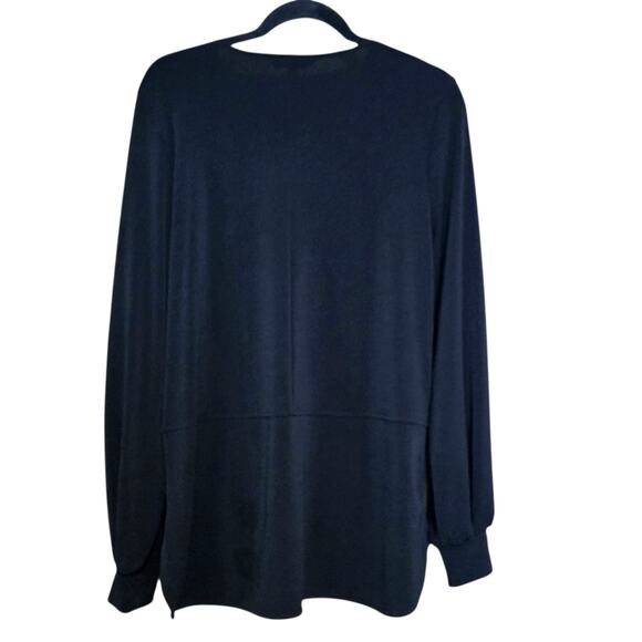 Lauren Ralph Lauren Long Sleeve Tunic Top Blouse Black sz L Keyhole Front - Picture 10 of 11